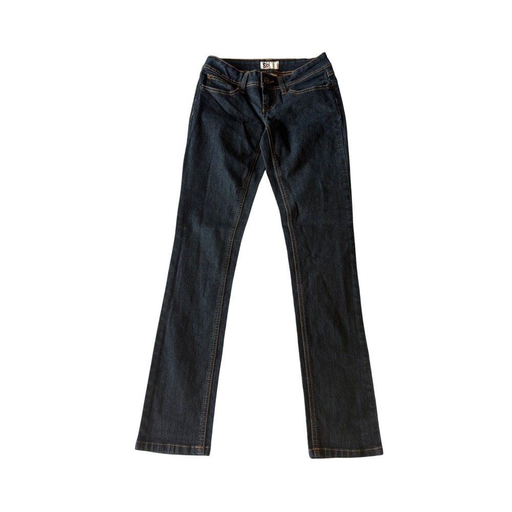 SO Real Straight Leg Jeans Dark Wash Denim Mid Rise Size 3 Juniors